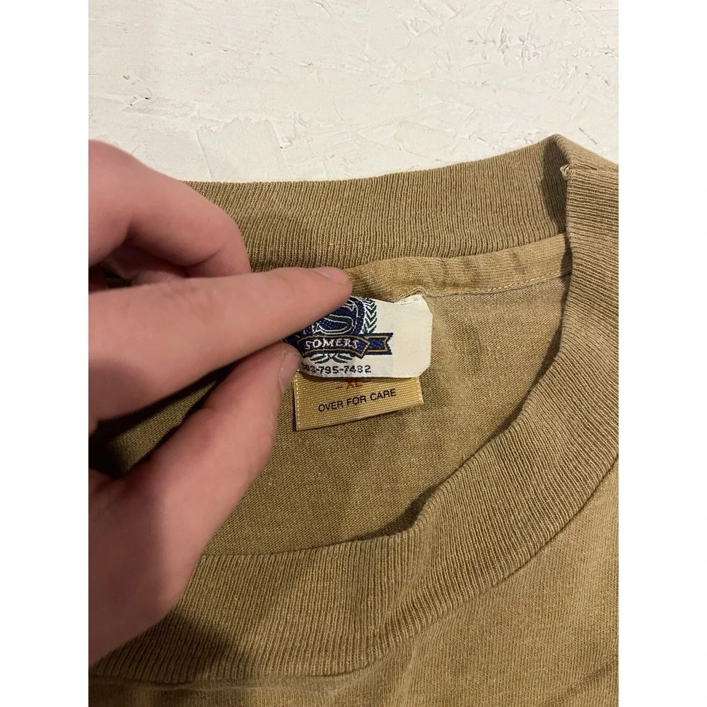Vintage Somers Big‎ Cedar Embroidered Shirt Mens XL Beige Single Stitch